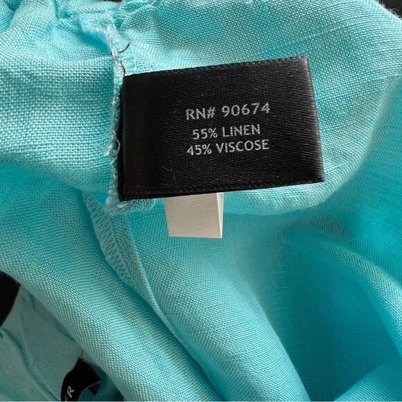 Boston Proper Linen Flat Front Wide Leg Aqua Pants 0692 - Picture 8 of 10